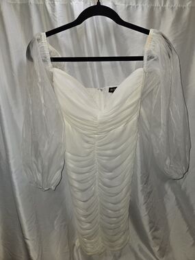 Kaylee Kollection White Ruched Mini Dress